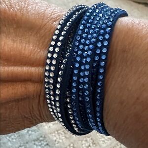 Swarovski Blue Crystal Wrap Bracelet - Women Jewelry